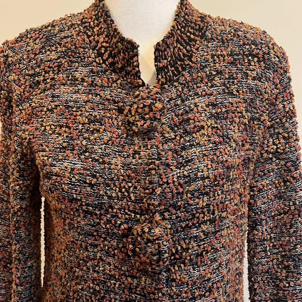 Jamie Kreitman New York Boucle Knit Cardigan Sweater Medium USA Tweed Fall - Picture 2 of 13